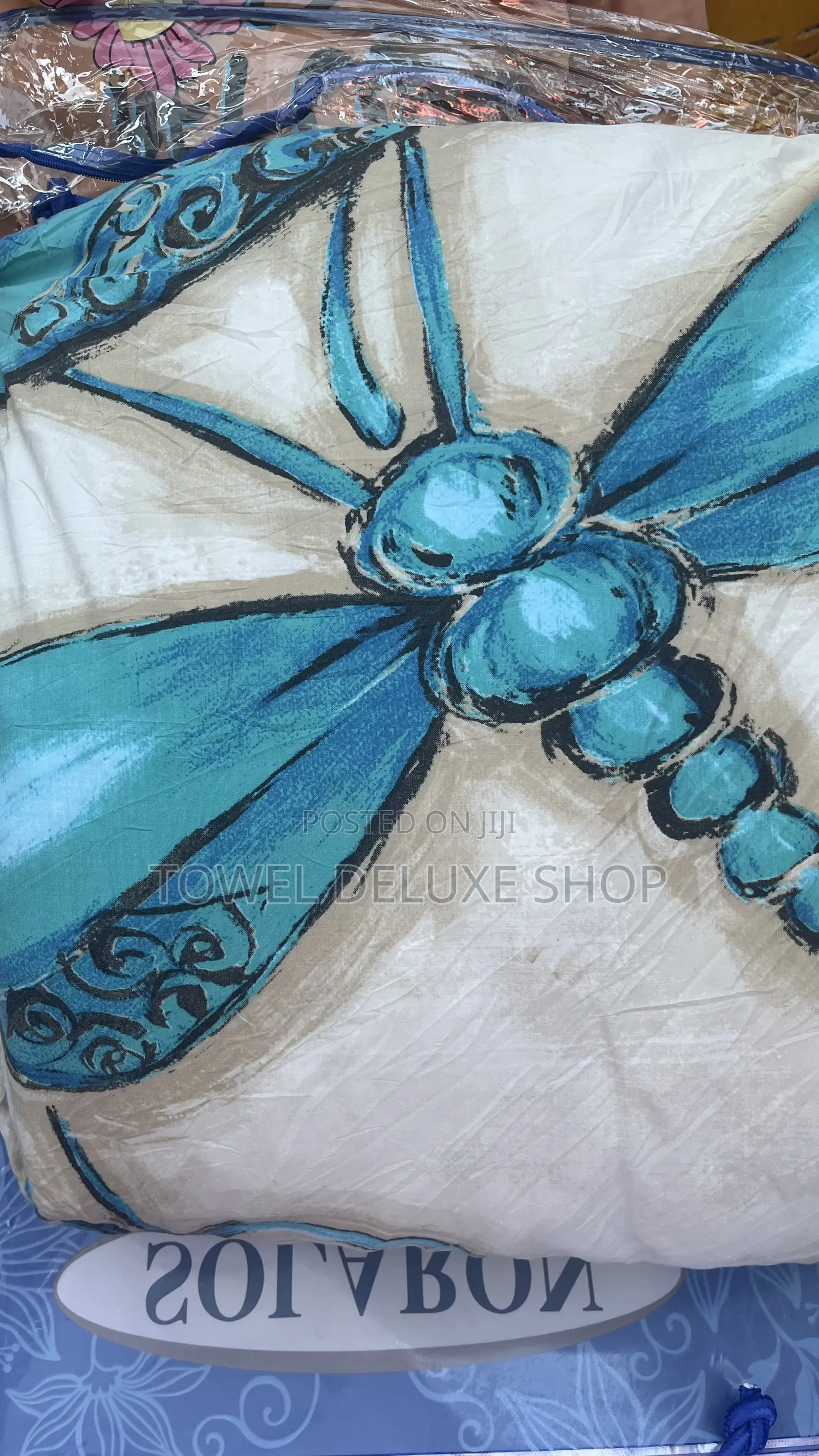 King Size Comforter Cream Turquoise Blue Luxury Thick Duvet