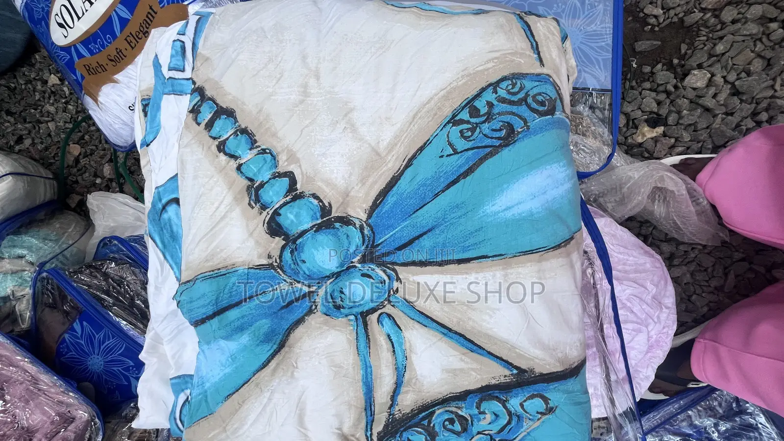 King Size Comforter Cream Turquoise Blue Luxury Thick Duvet