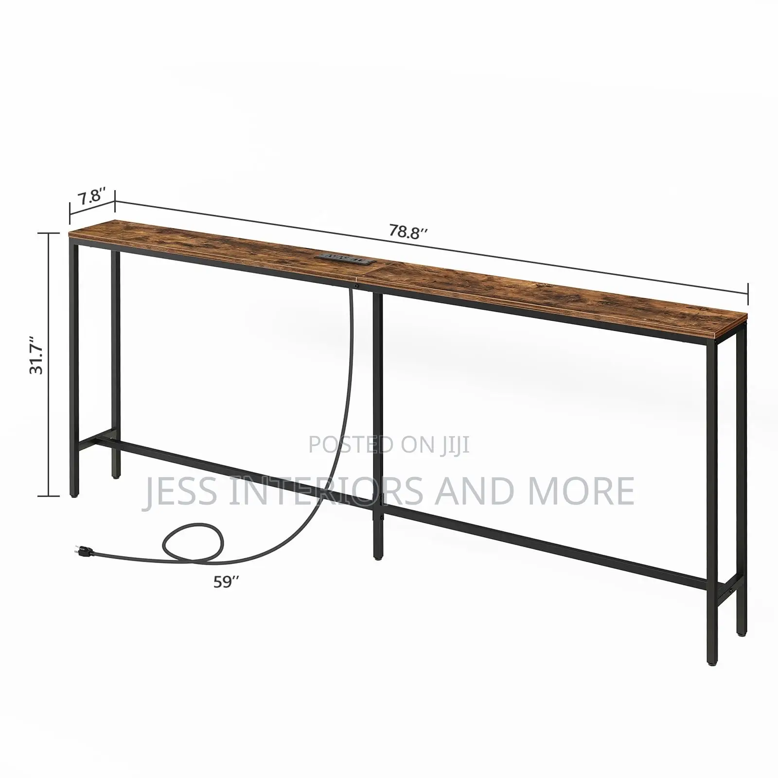 Console Table With Power Outlet and USB Ports (200cm), Narrow