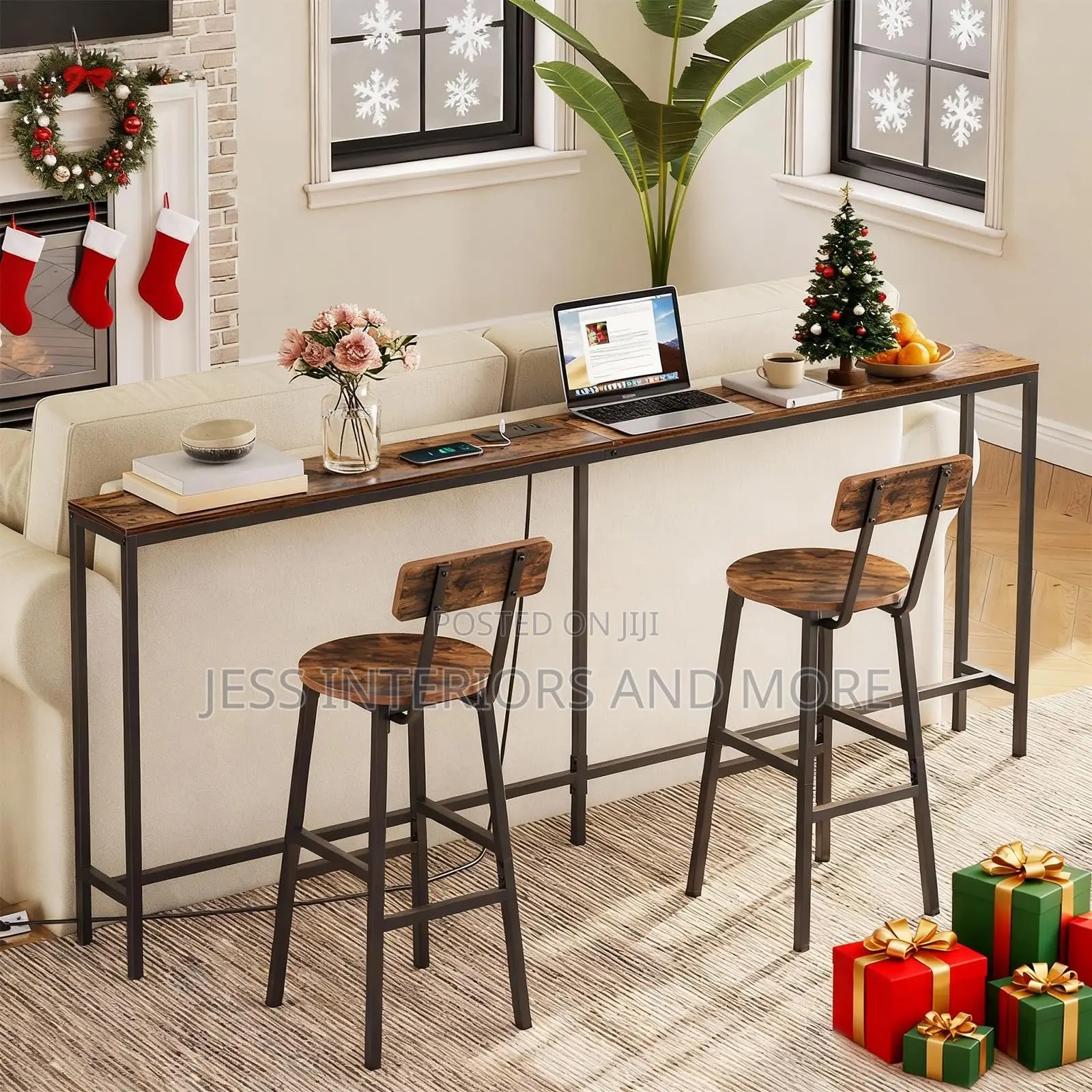 Console Table With Power Outlet and USB Ports (200cm), Narrow