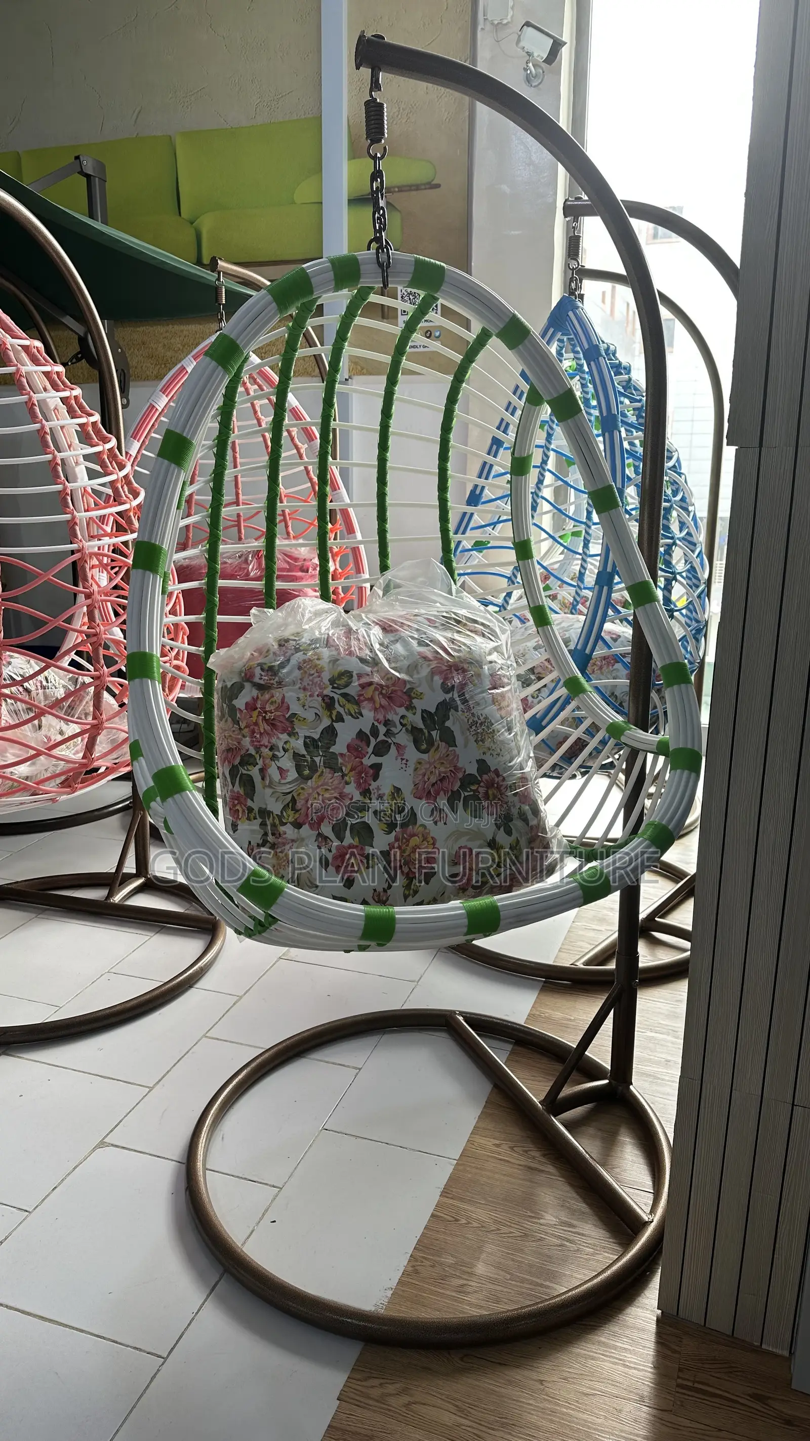 Green White Garden Swing Chair ( FM)