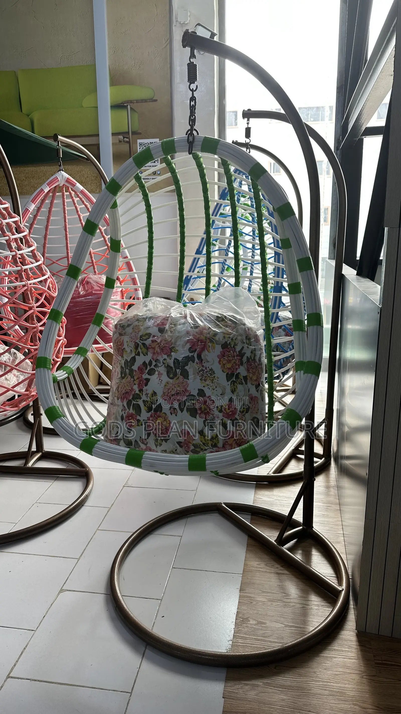 Green White Garden Swing Chair ( FM)