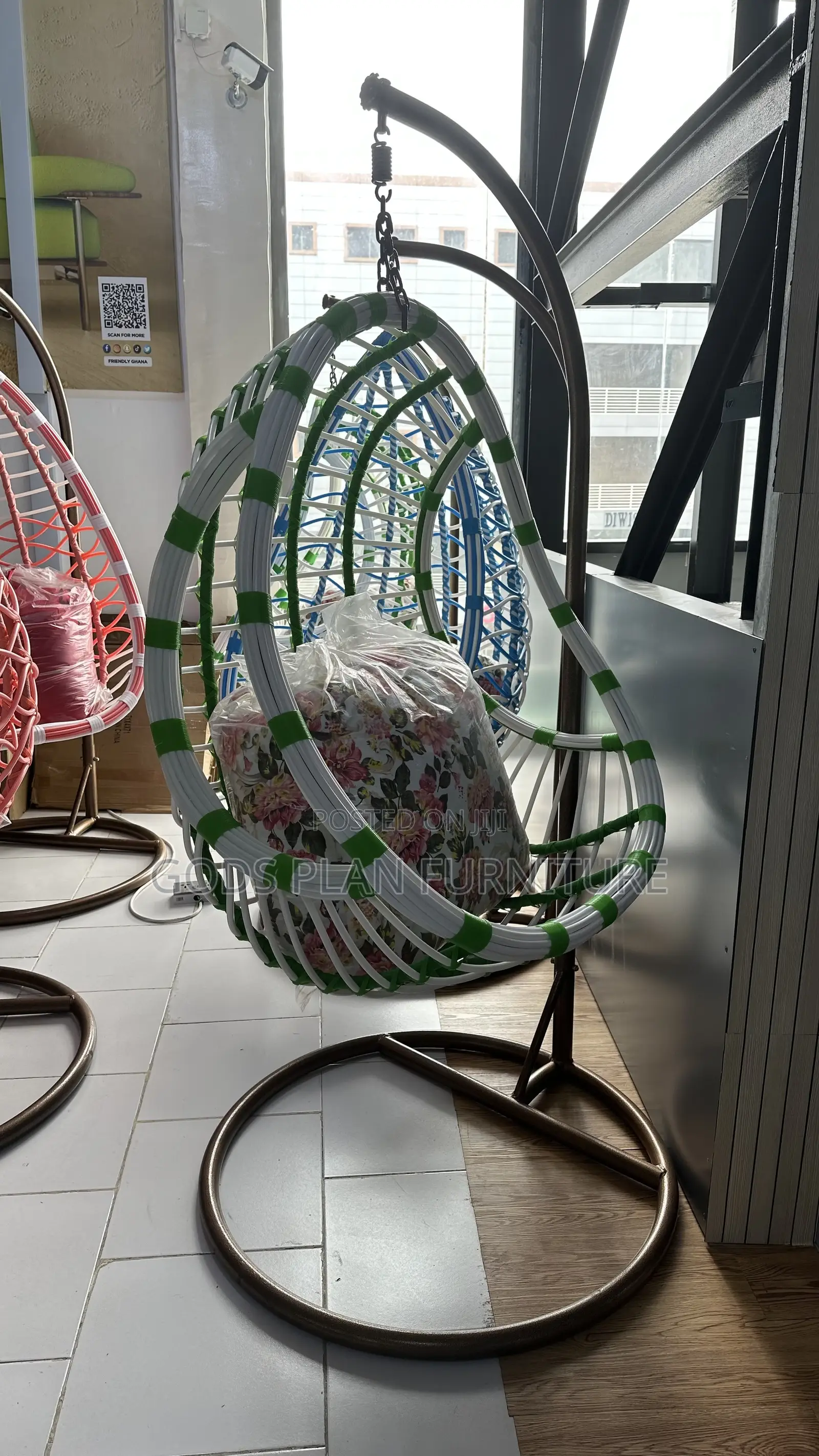 Green White Garden Swing Chair ( FM)