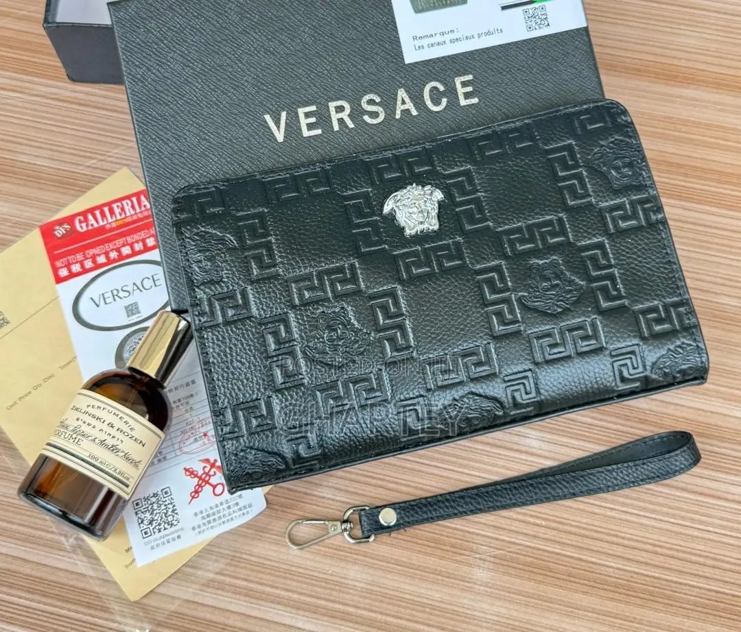 Versace Genuine Leather, Medusa Detail Design Men’s HandBag