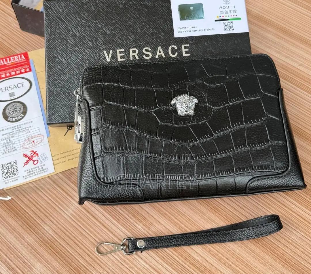 Versace Genuine Leather, Medusa Detail Design Men’s HandBag