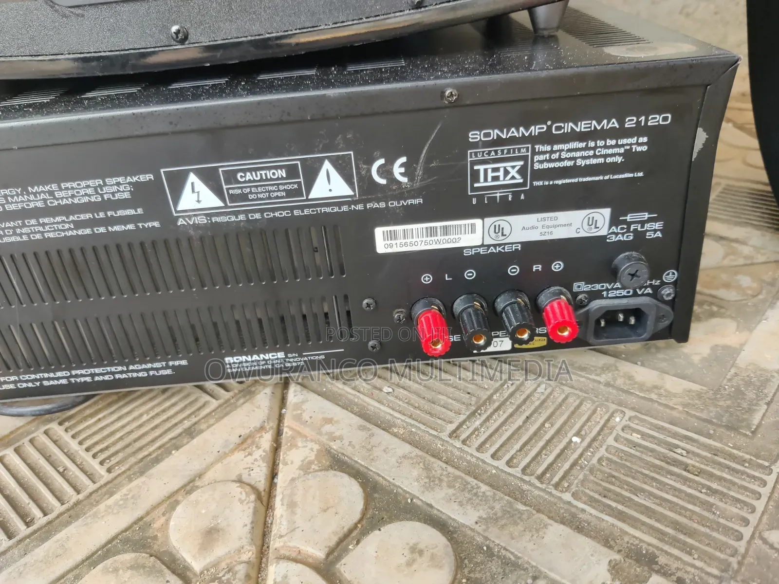 Sonance Sonamp Cinema 2120 High-Power Amplifier Connected to Hi-Fi SP