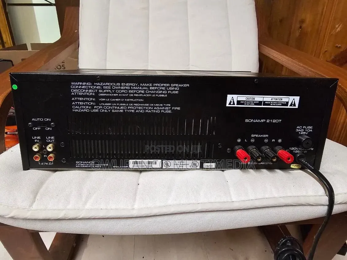 Sonance Sonamp Cinema 2120 High-Power Amplifier Connected to Hi-Fi SP