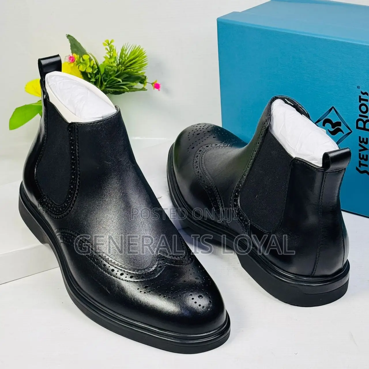 Steve Riots Black Leather Elastic Boot