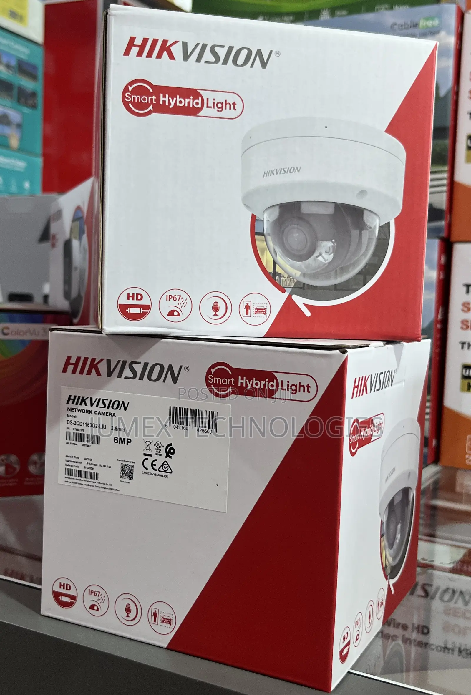 HIKVISION 6MP IP Dual Light Fixed Dome Network Camera DS-2CD1163G2-LIU
