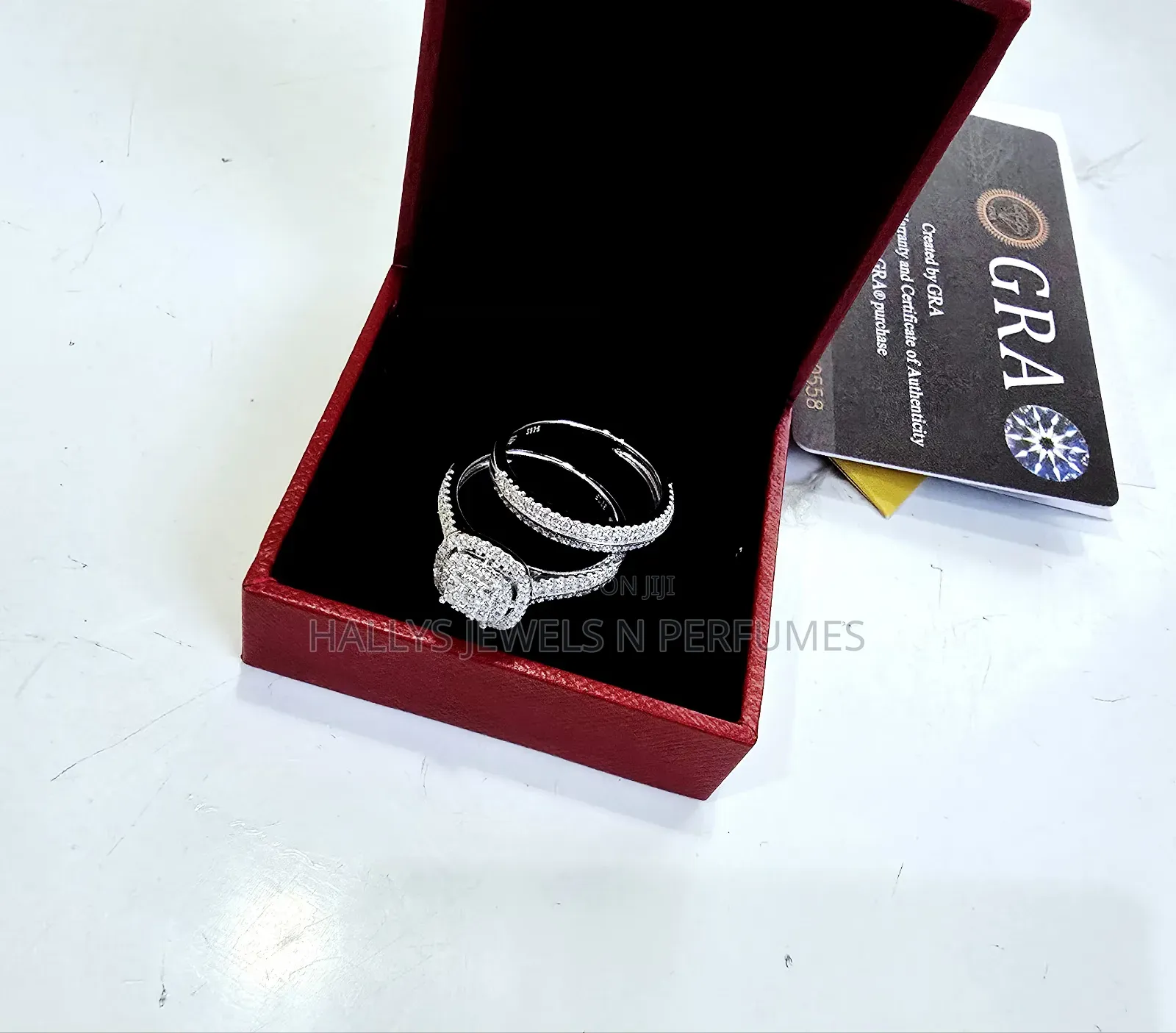 Sterling Silver Full Certified Moissanite Diamond Wedding Ring Set