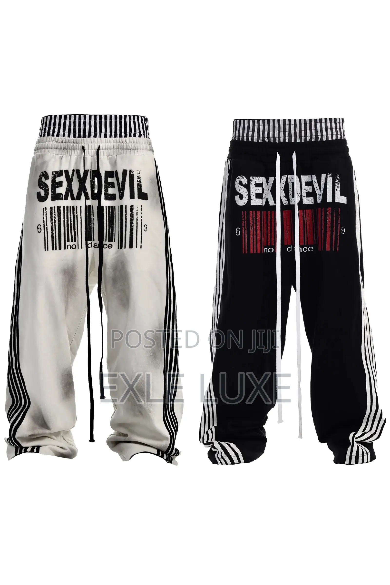 SEXXDEVIL Dual-Waist Striped Sweatpants