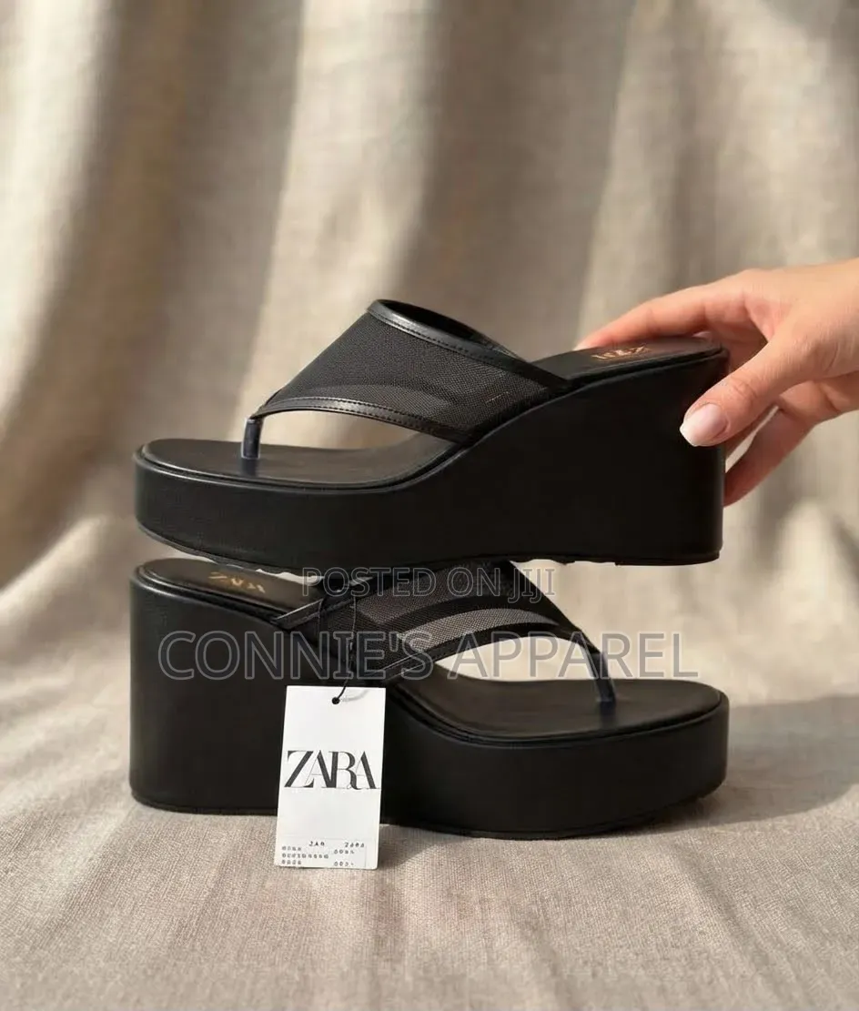 Ladies’ Black Platform Wedge Sandals