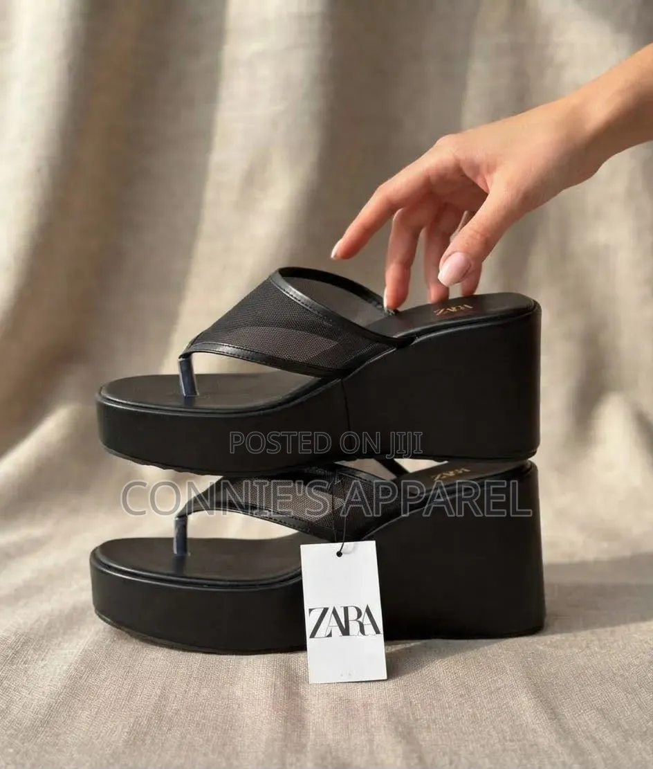 Ladies’ Black Platform Wedge Sandals