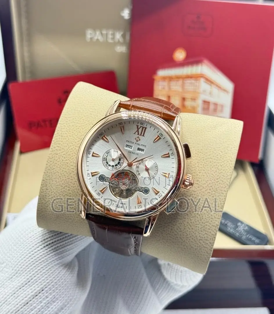Patek Philippe Automatic Date Day Men’s Wristwatch Leather Strap,