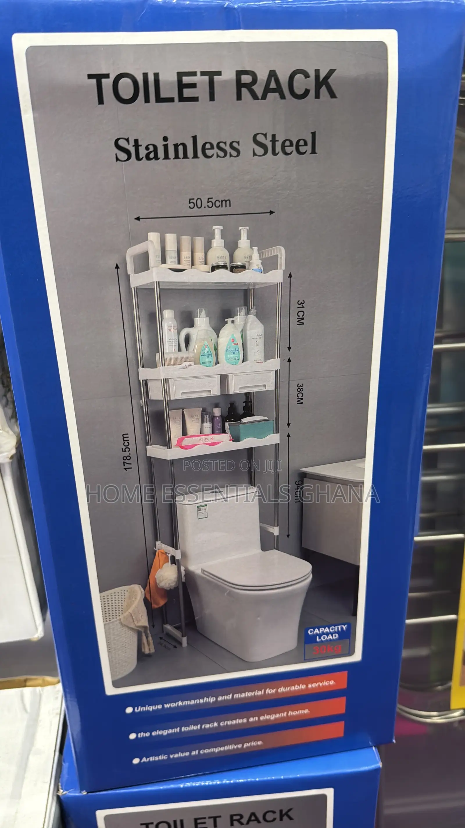 Stainless Steel 4-Tier Toilet Rack With Drawers 