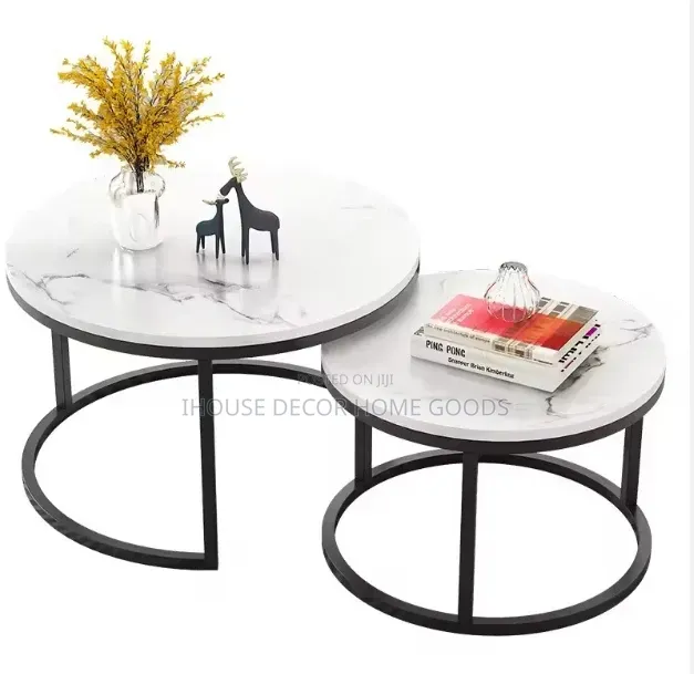 Marble Texture Wooden 2in1 Center Table