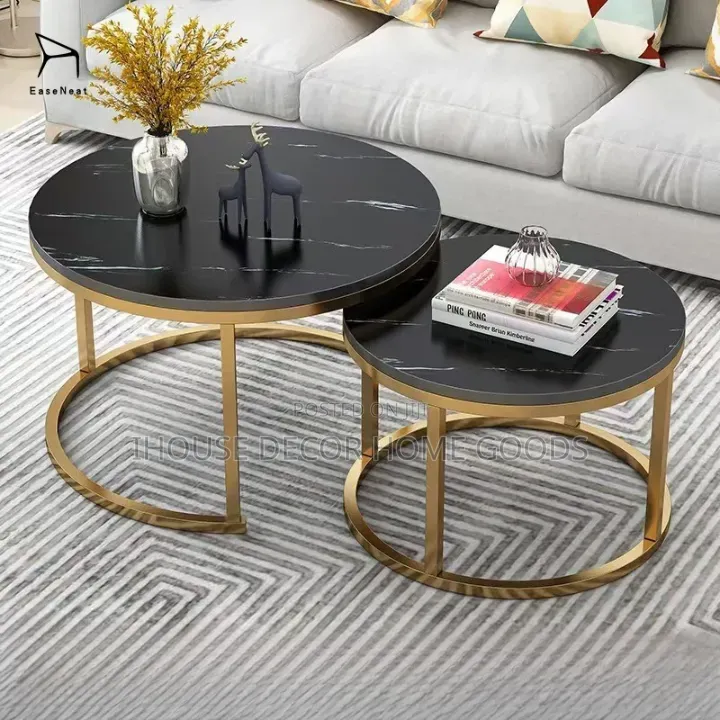 Marble Texture Wooden 2in1 Center Table