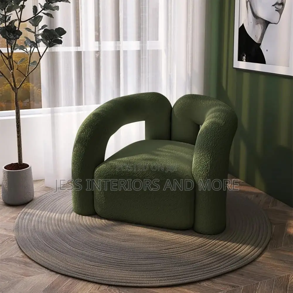 Green Boucle Accent Chair