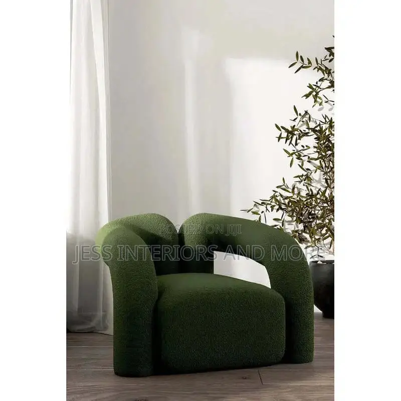 Green Boucle Accent Chair