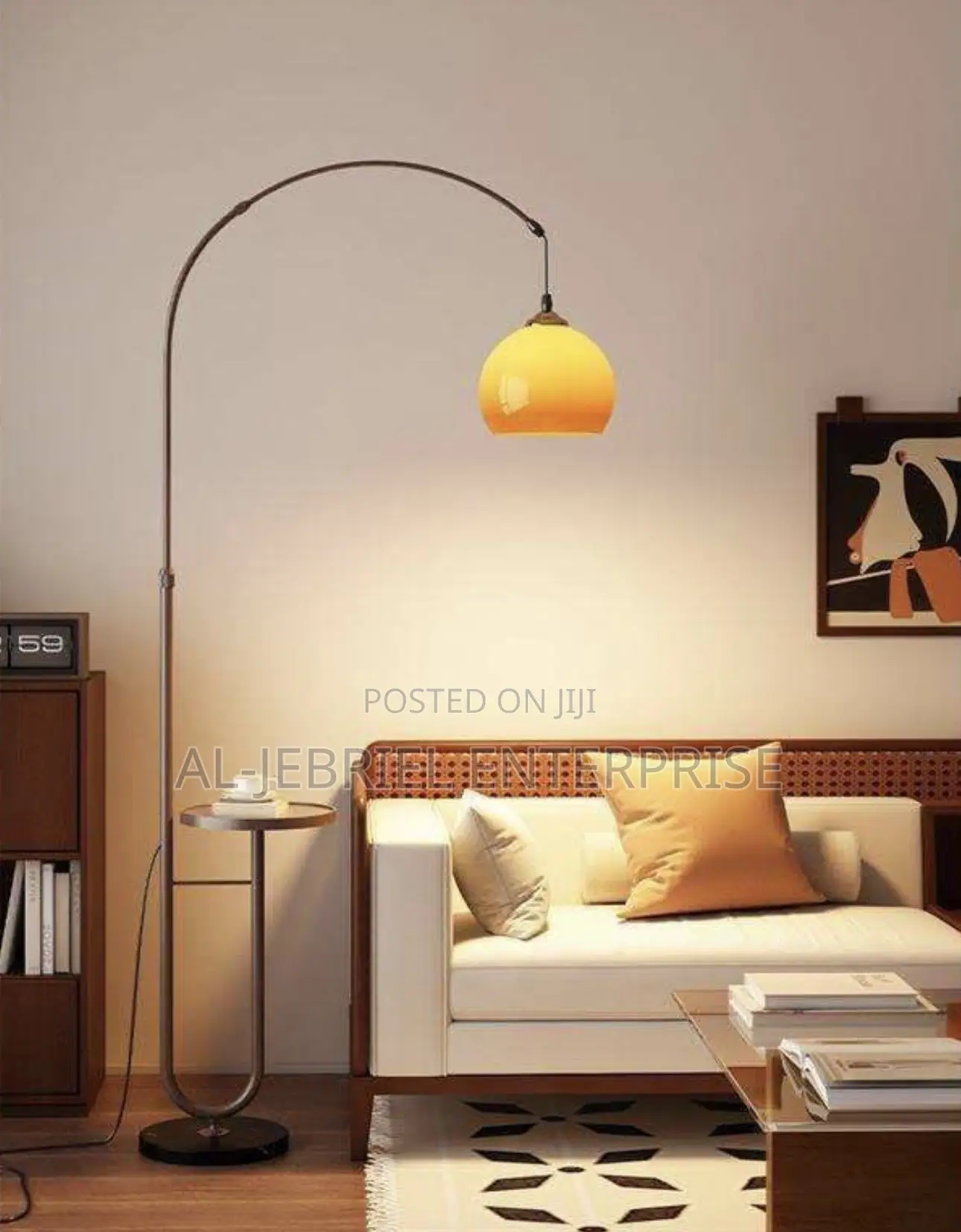 Sunset Arc Floor Lamp With Side Table