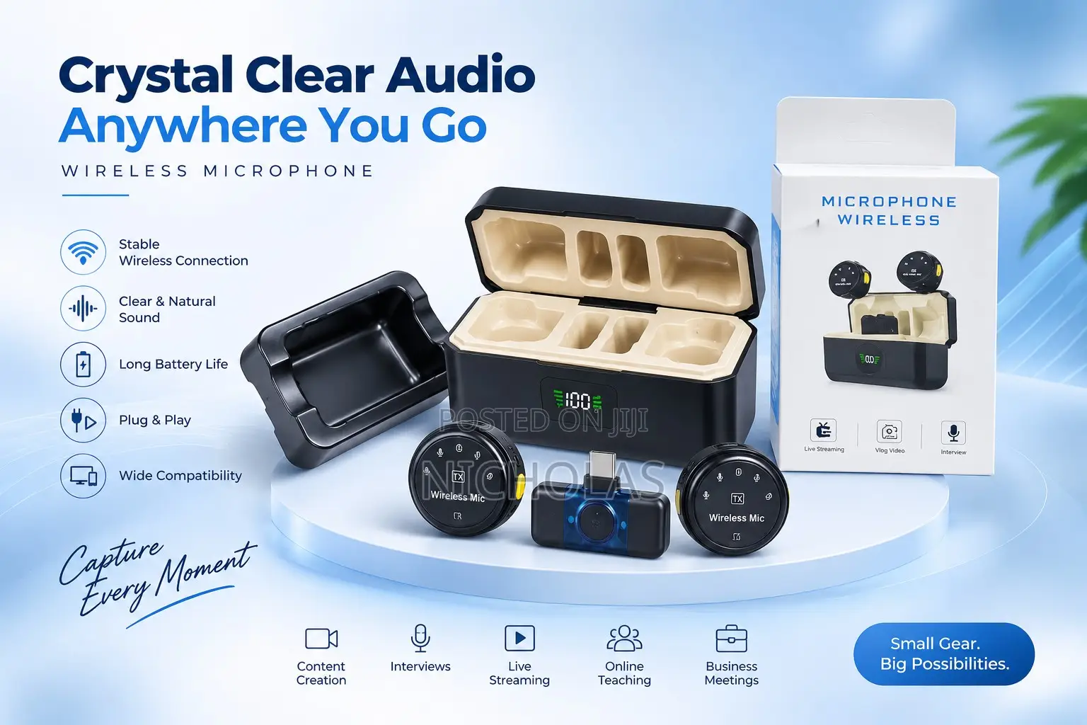 Wireless Lavalier Microphone – Magnetic Clip, Clear Audio