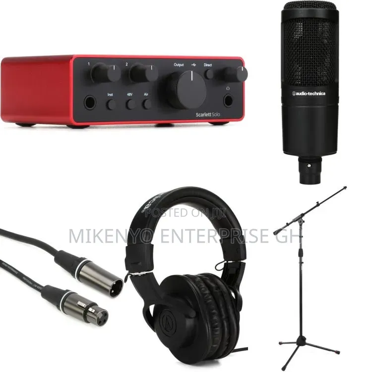 Focusrite Scarlett Solo 4th Gen AT2020 and M20x Studio Bundle Package
