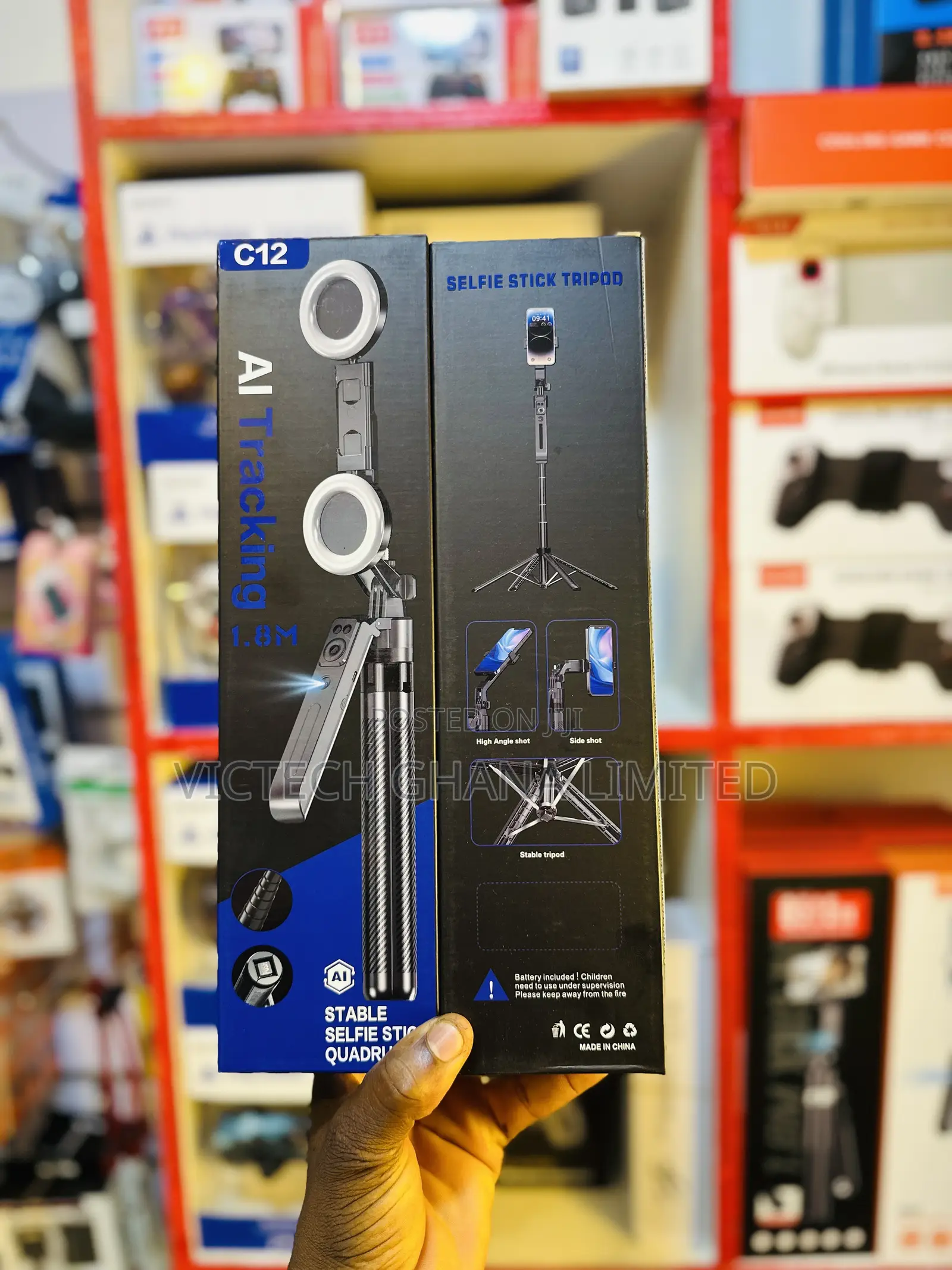 C12 AI Tracking 1.8M Stable Selfie Stick Quadrupod
