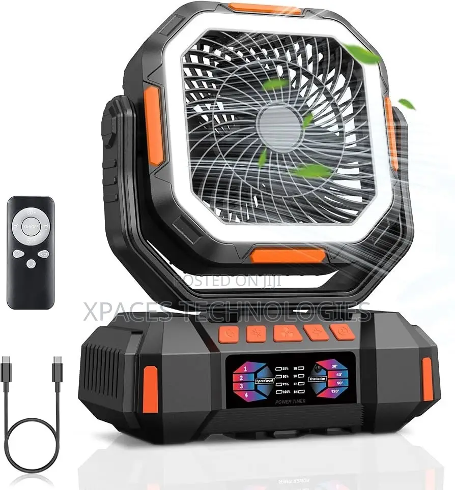 40,000MAh 3 in 1 Rechargeable in/Outdoor Camping Fan With LED Light