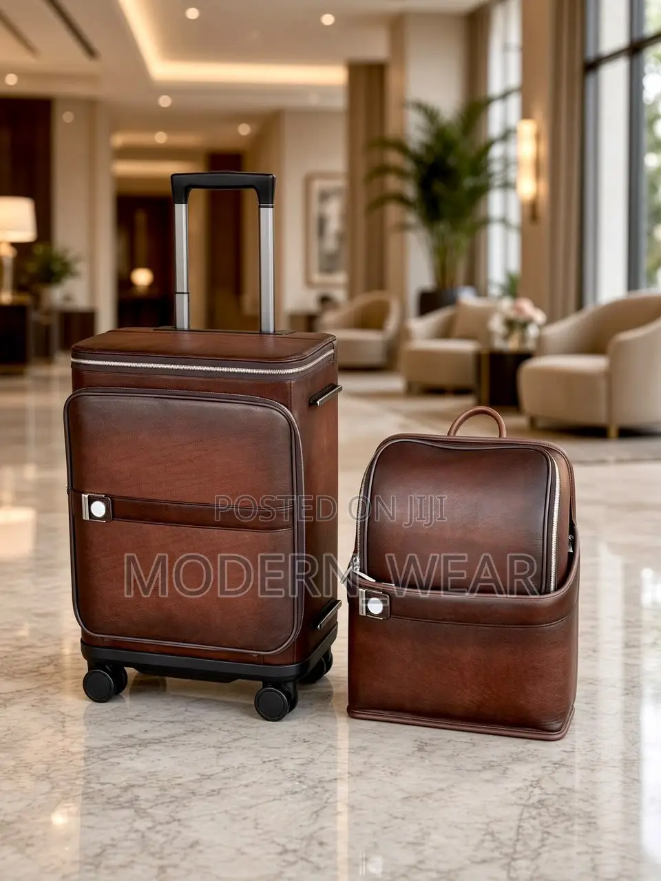 Genuine Leather Executive Travel Set Suitcase Size