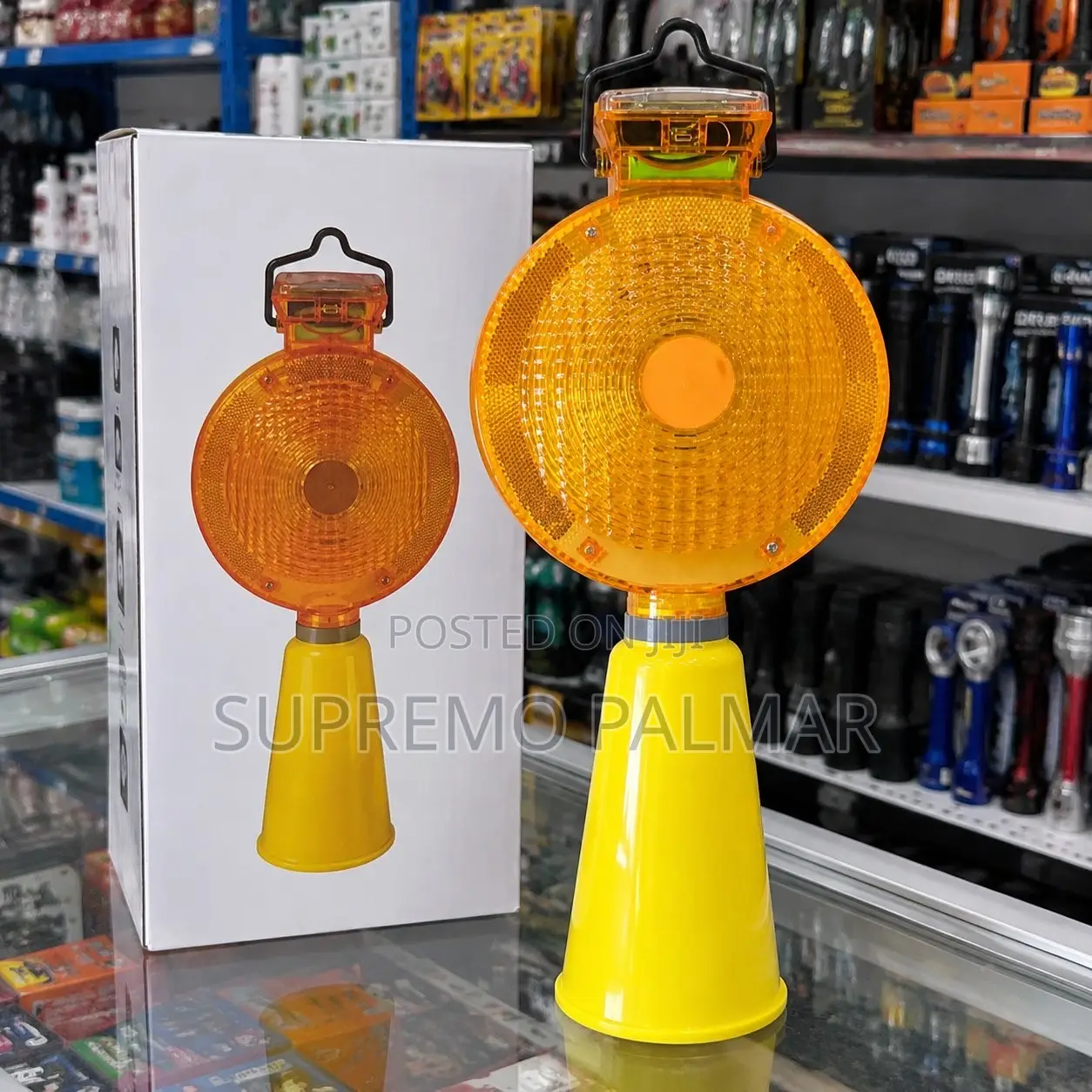 Solar Powered LED Amber Light Traffic Cone Warning Beacon – Automatic