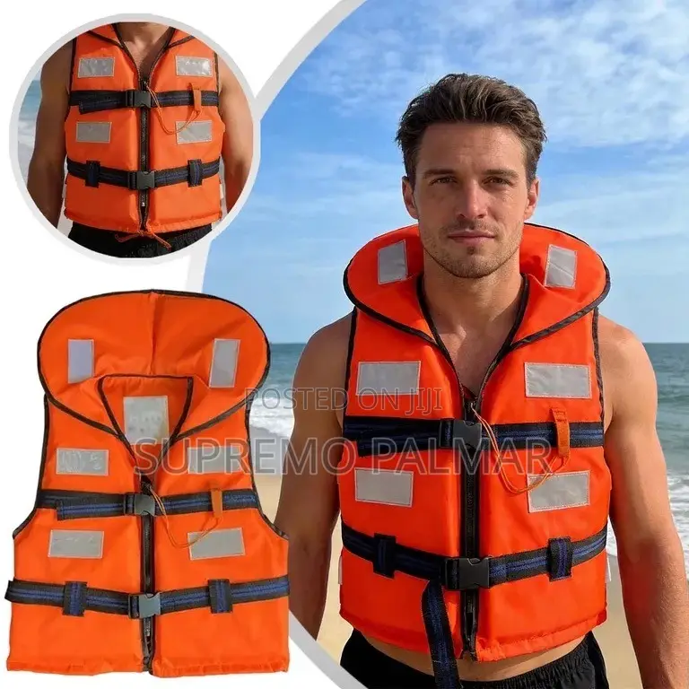 Adult Life Jackets – Reflective Safety Vest With Collar, Buckle Straps