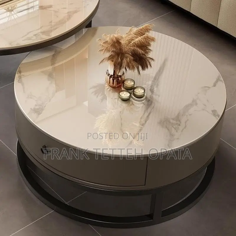 Modern Center Coffee Table Set Marble Top