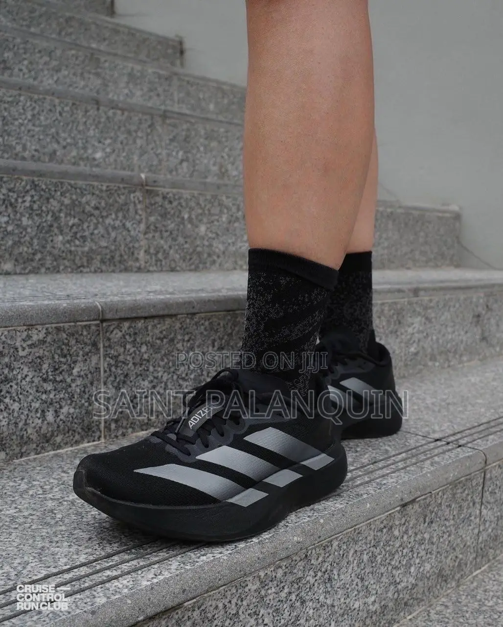 Adidas Adizero EVO SL Sneakers in Black and Metallic Silver Colorway