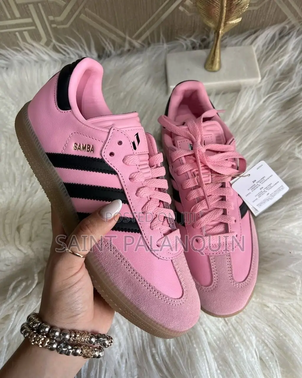 An Adidas Samba OG X Lionel Messi "Light Pink / Lucid Pink" Sneake