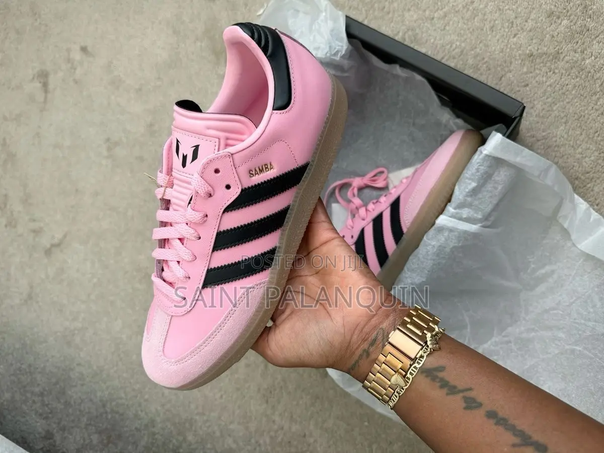 An Adidas Samba OG X Lionel Messi "Light Pink / Lucid Pink" Sneake