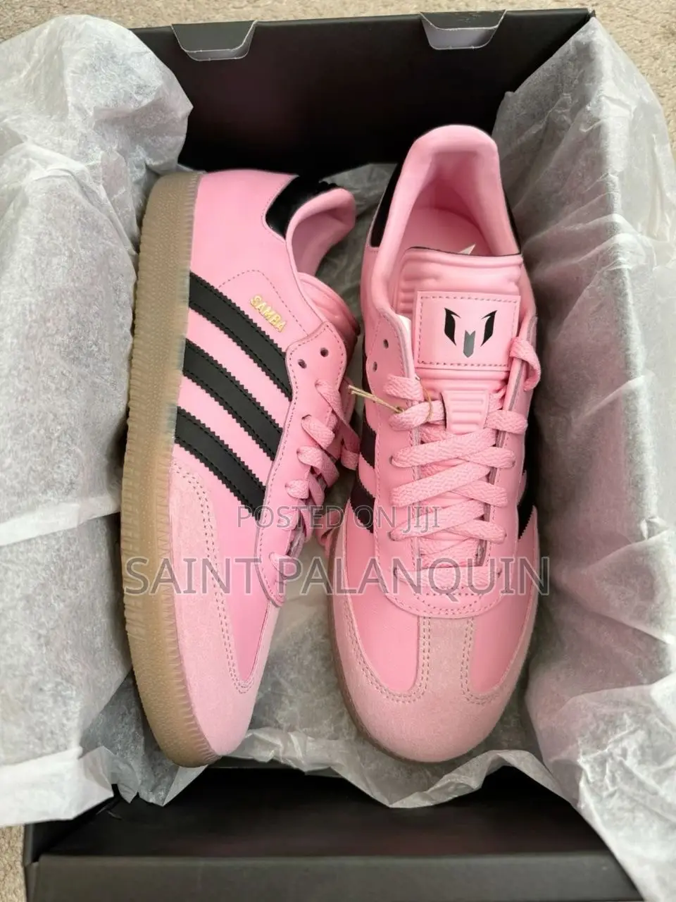 An Adidas Samba OG X Lionel Messi "Light Pink / Lucid Pink" Sneake