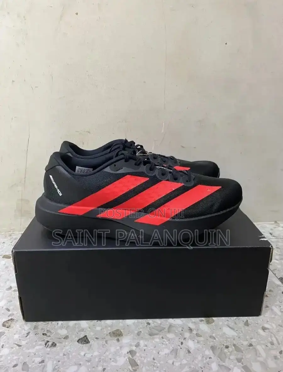 The Adidas Adizero EVO SL Running Sneakers in a Black and Lucid Red