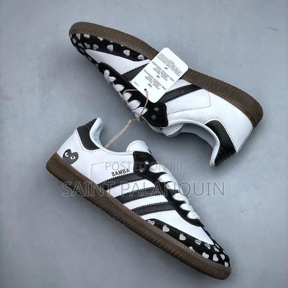 These Are White and Black Adidas Samba Sneakers Ft a Playful Heart