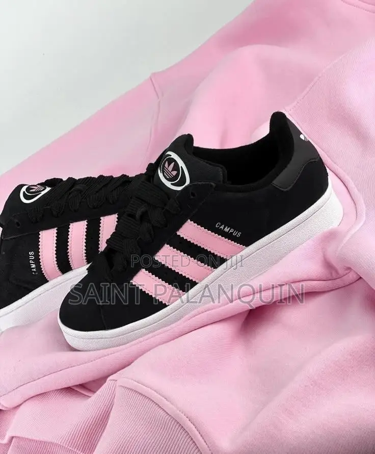 Adidas Campus 00s Sneakers a Black Suede Upper Bold Pink Three-Stripes