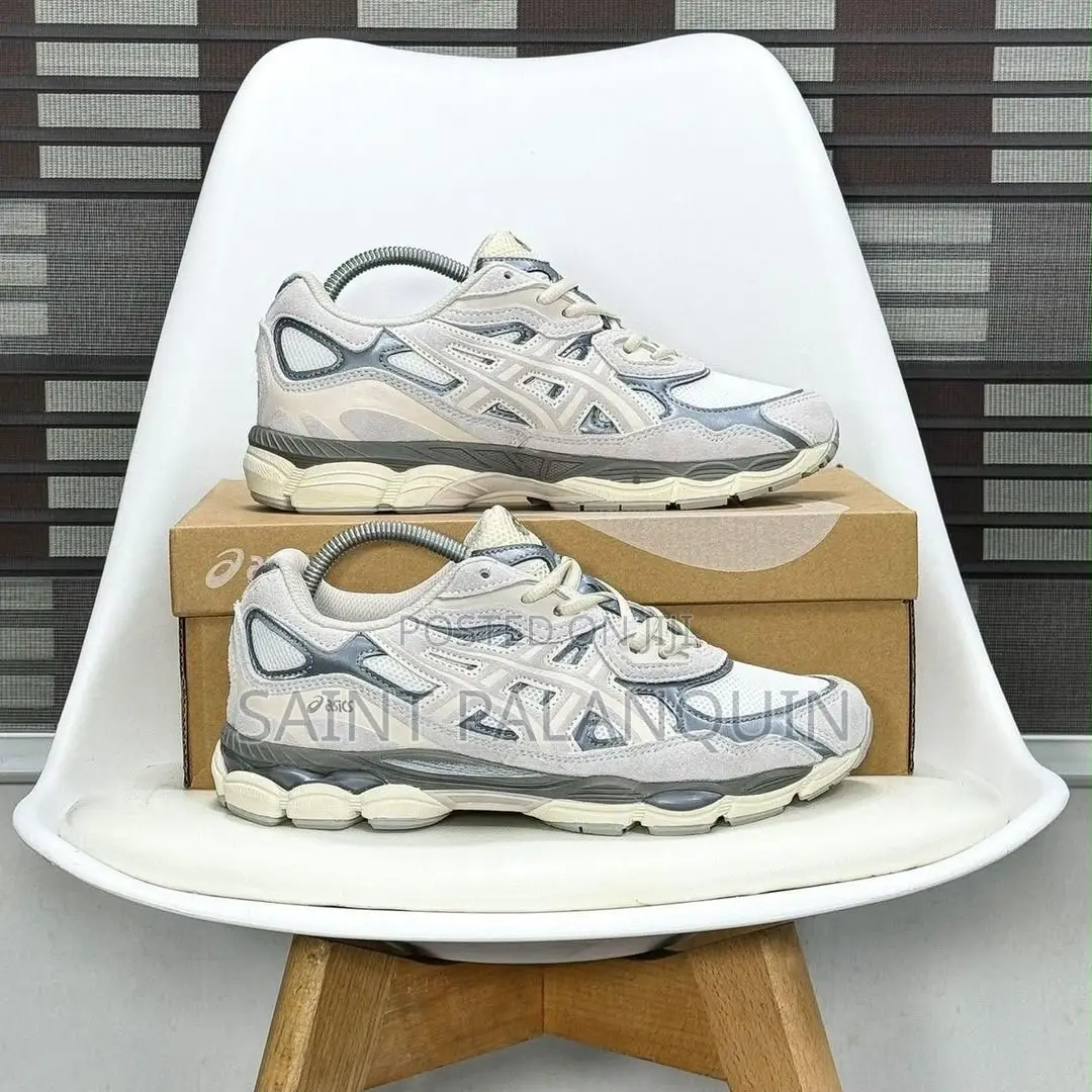 The Asics GEL-NYC Sneakers in the Cream and Oyster Grey Colorway