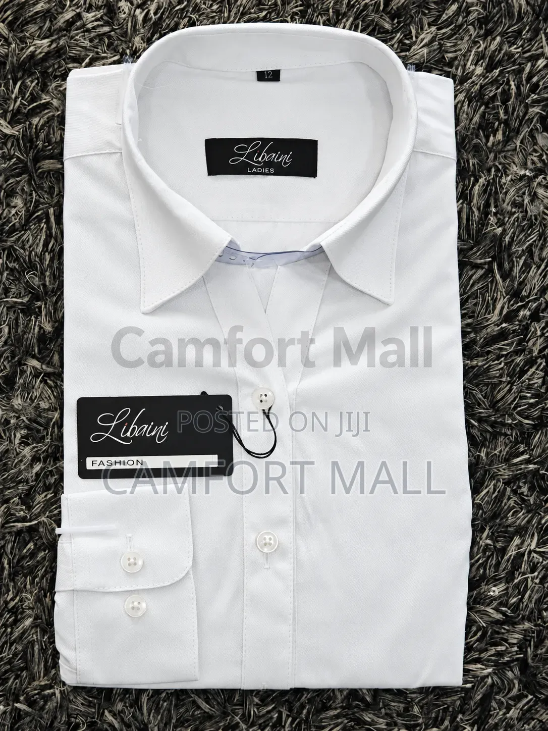 Ladies' Long-Sleeve Striped and Plain Cotton Shirt