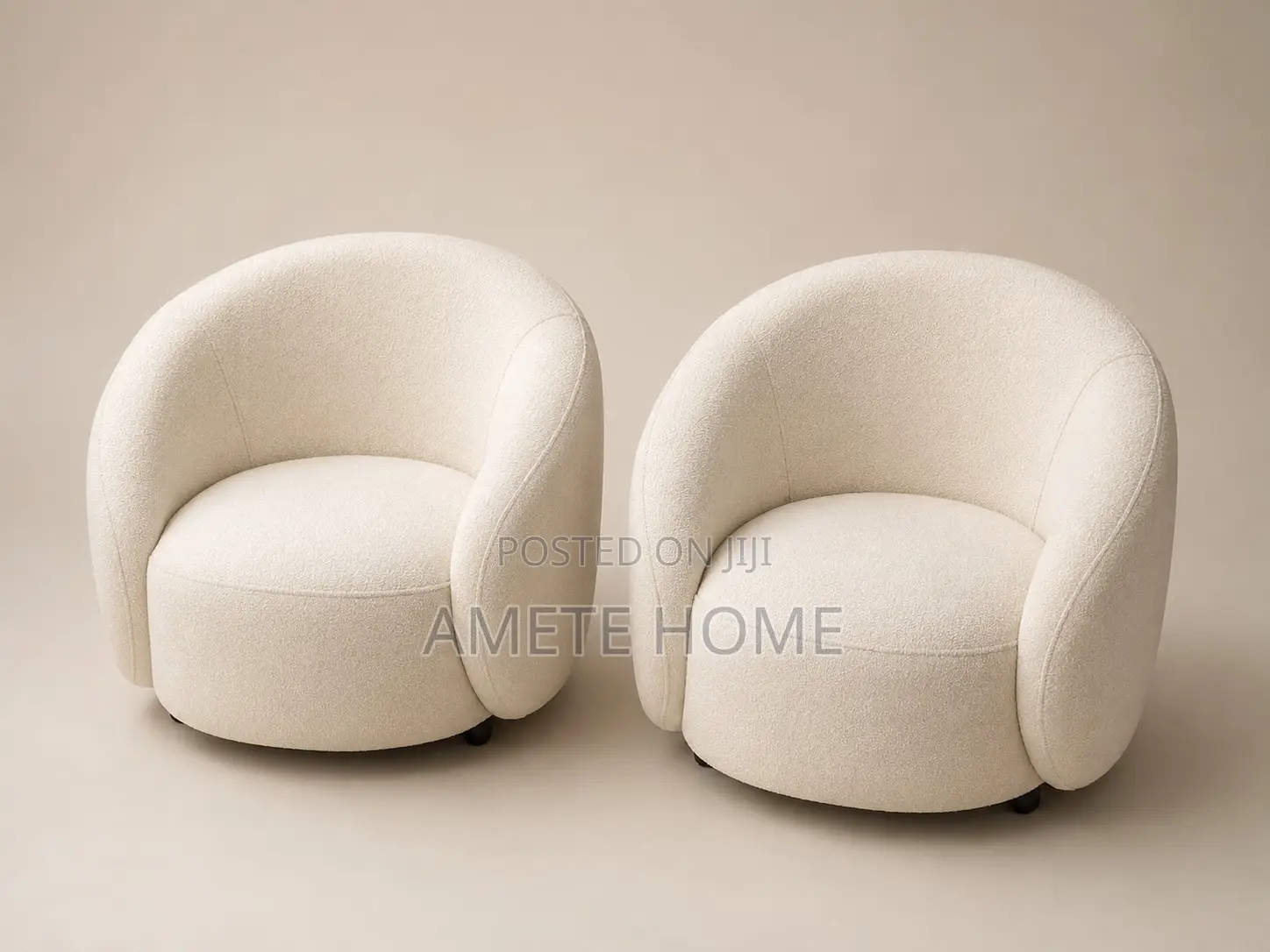 Off-White Bouclé Armchairs