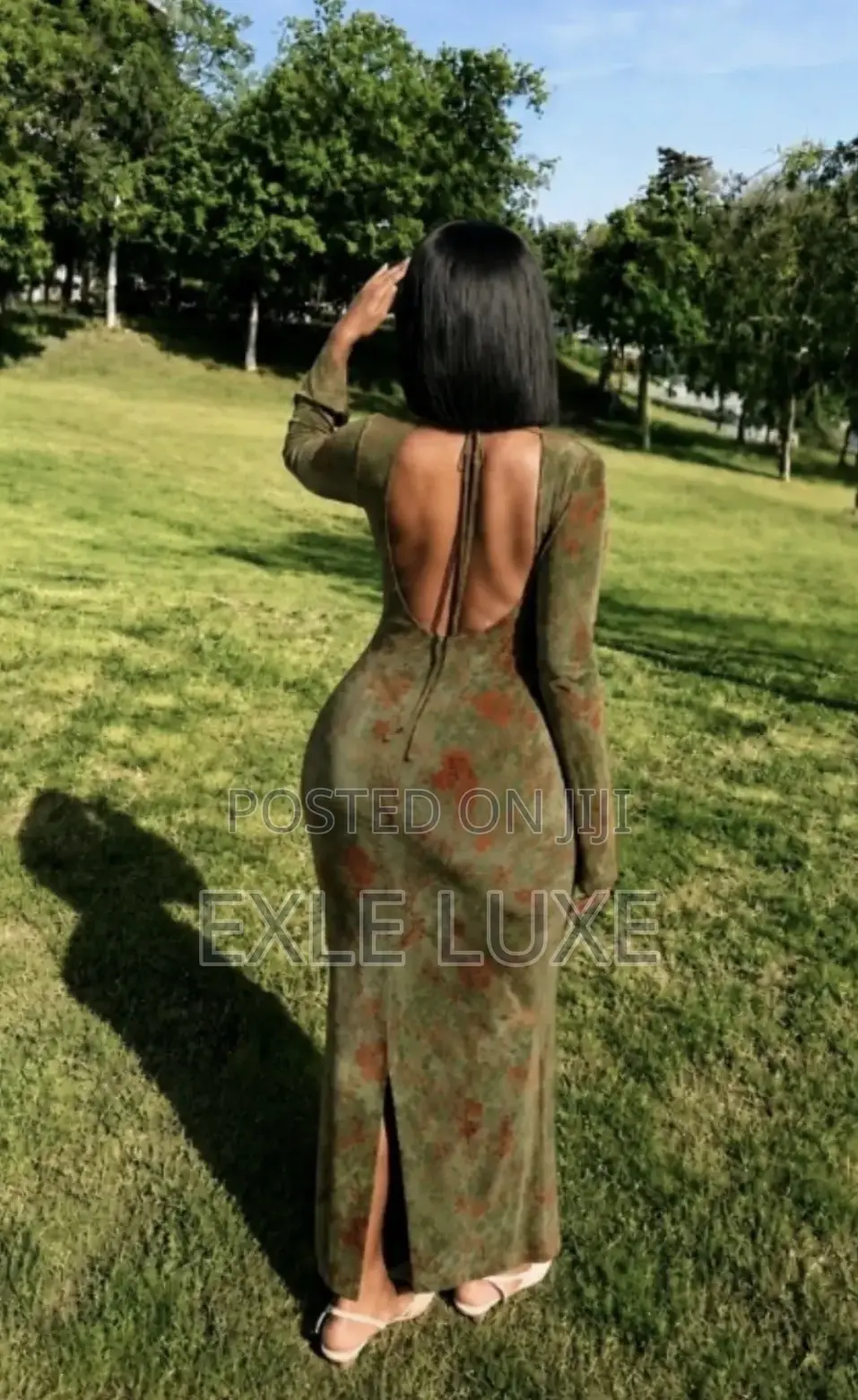 Green Floral Devore Maxi Dress