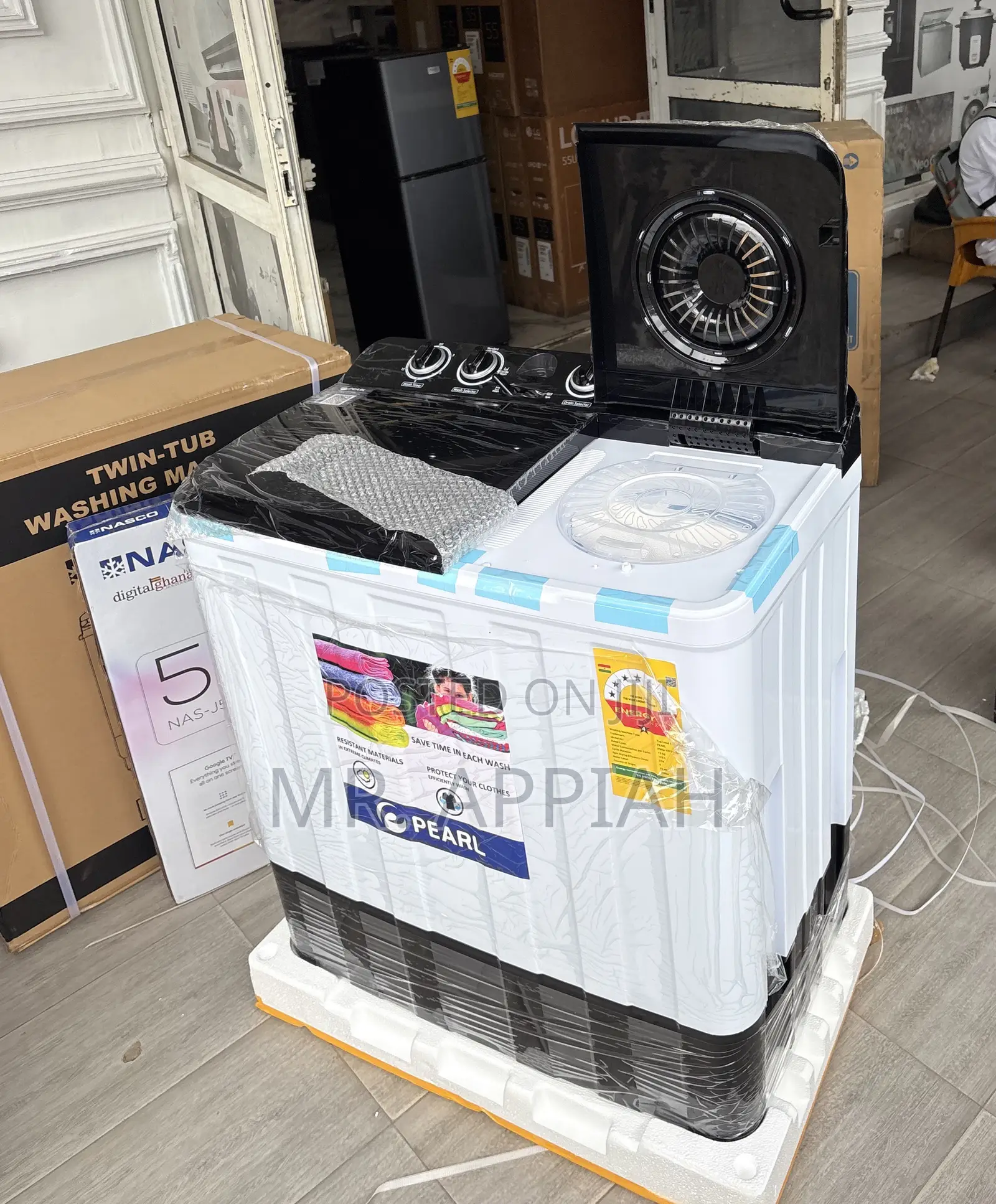 Efficient Pearl 12kg Semi-Auto Spin Dry Washing Machine(White/Black)