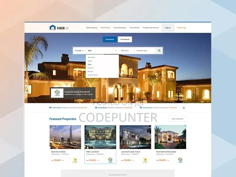 Real Estate Listing Website With Property Search