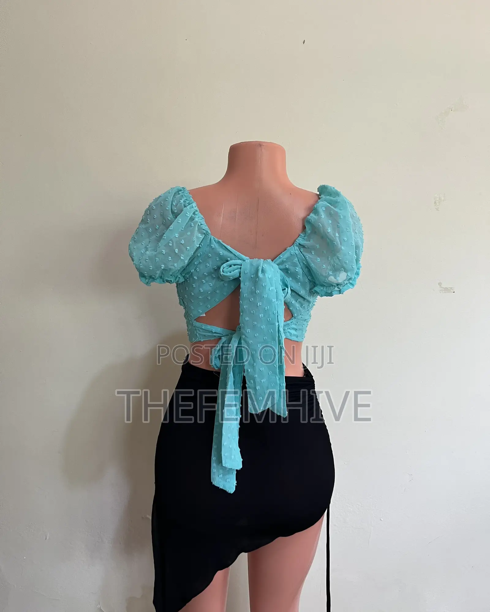 Turquoise Backless Crop Top Thrift