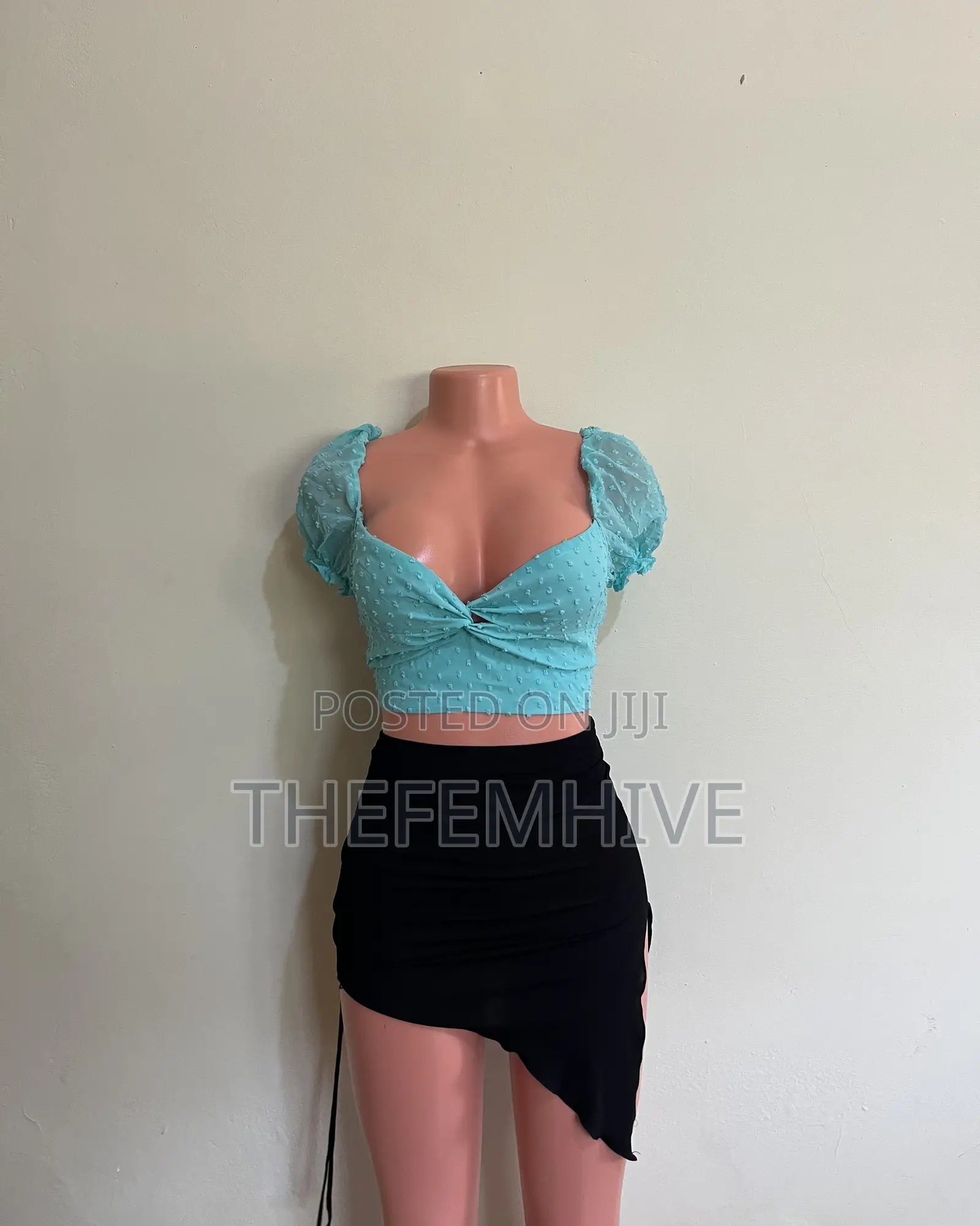 Turquoise Backless Crop Top Thrift