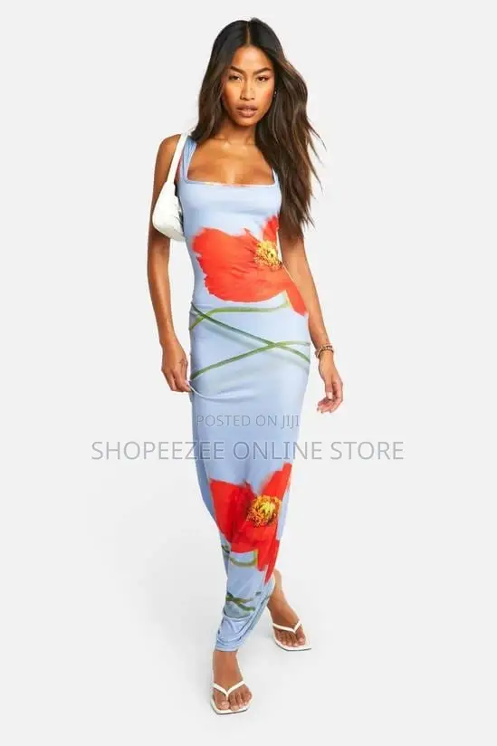 Super Soft Square Neck Floral Maxi Dress