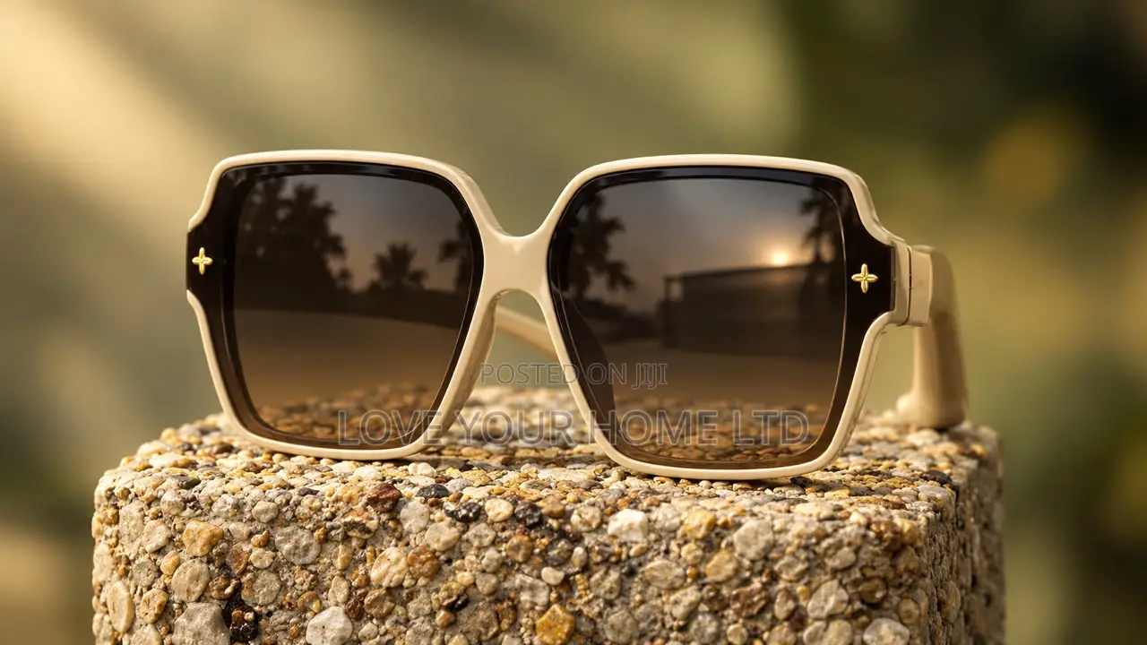 Luxury Oversized Beige Square Sunglasses Gradient Fashion Shades