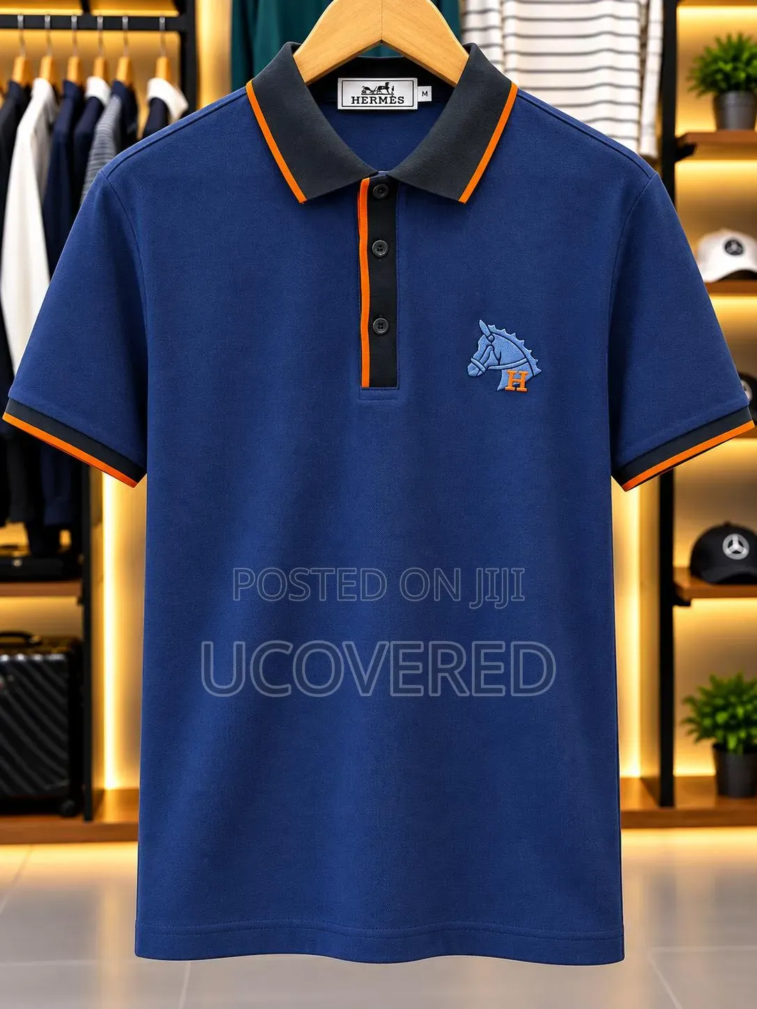 Branded Short-Sleeved Cotton Men's Polo Shirt